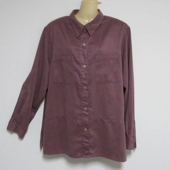 Alfred Dunner Mauve Shirt Button Up Long Sleeve - Picture 2 of 12